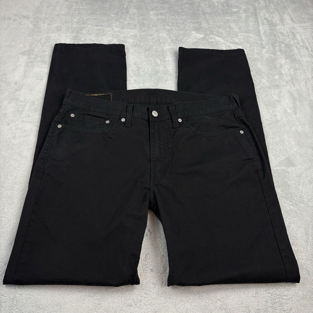 Levis 514 Jeans Mens Tagged 34x34 Actual 34x33 Black Straight Leg Zip Closure